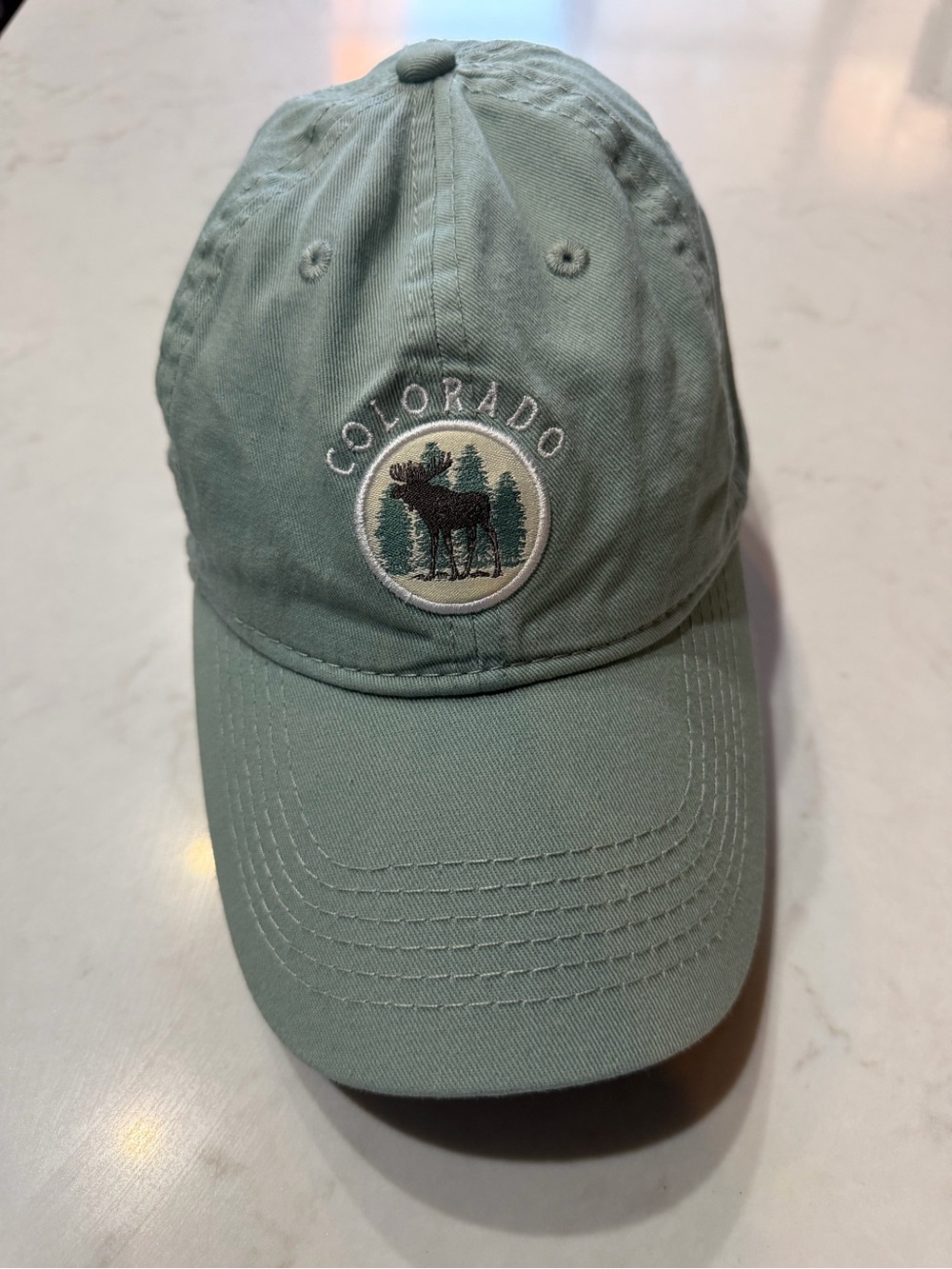 Colorado Moose Embroidered Baseball Cap - Sage Green